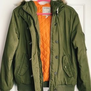 Pull&Bear Army Green Jacket, EUR Size Large
